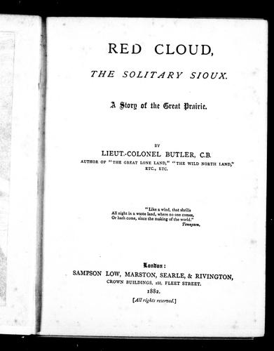 Cover for Red Cloud, the solitary Sioux