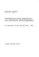 Cover for Antifaschistische Demokratie und nationaler Befreiungskampf