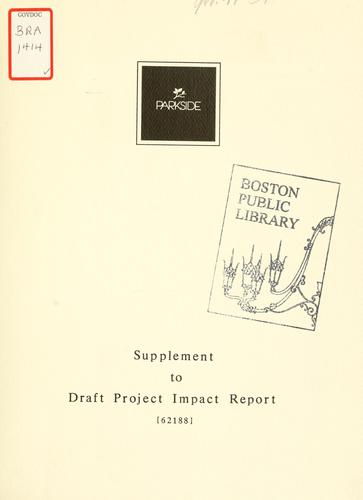 Cover for Parkside: supplement to draft impact project report.