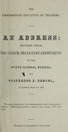 Cover for The professional education of teachers