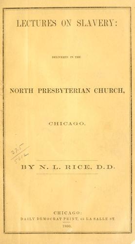 Cover for Lectures on slavery