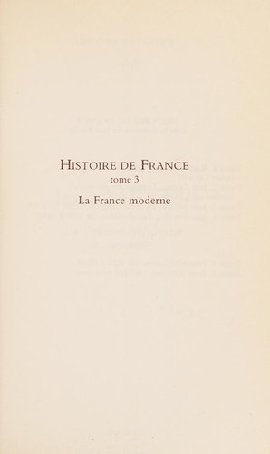 Cover for La France moderne de 1515 à 1789