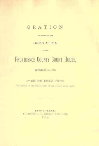 Cover for Oration delivered at the dedication of the Providence County Court House, December 18, 1877
