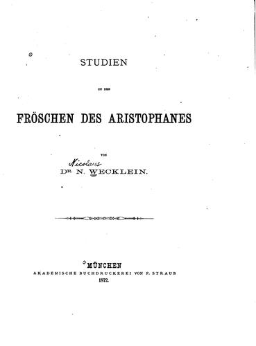Cover for Commentatio in Aristophanis Ranas