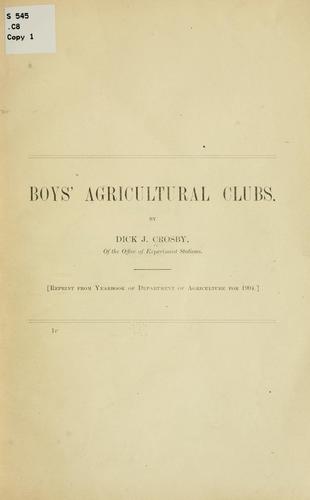 Cover for Boys' agricultural clubs