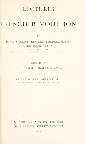 Cover for Lectures on the French Revolution