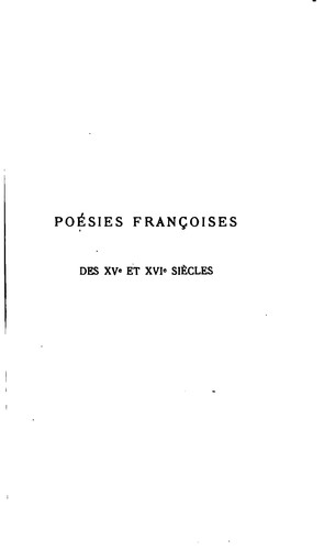 Cover for Recueil de poésies françoises des XVe et XVIe siècles: morales, facétieuses, historiques