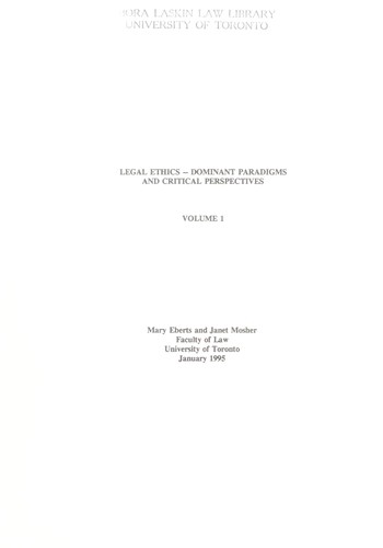 Cover for Legal ethics