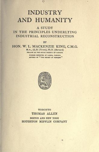 Cover for Industry and humanity