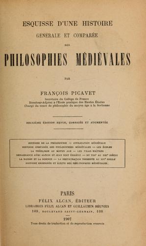 Cover for Esquisse d'une histoire générale et comparée des philosophies médiévales