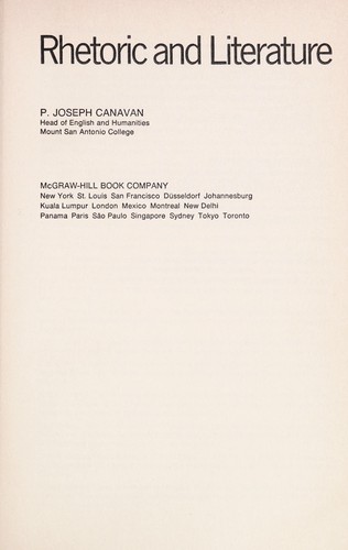 Cover for Rhetoric and literature