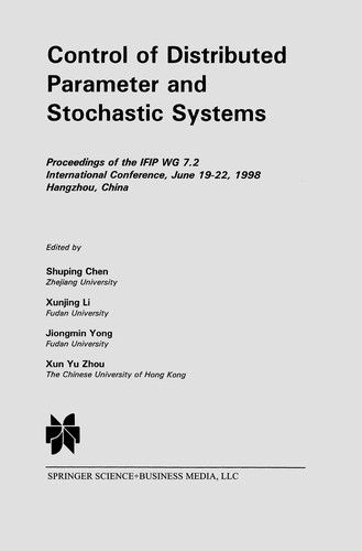 Cover for Control of distributed parameter and stochastic systems