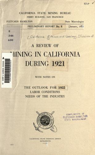 Cover for A review of mining in California during 1919 ... 1921