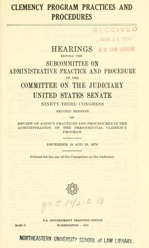 Cover for Clemency program practices and procedures