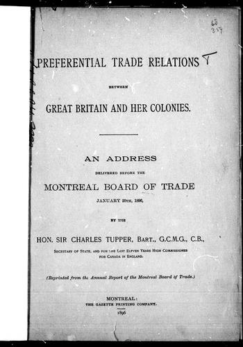 Cover for Preferential trade relations between Great Britain and her colonies