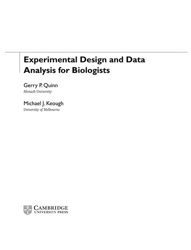 Cover for Experimental design and data analysis for biologists