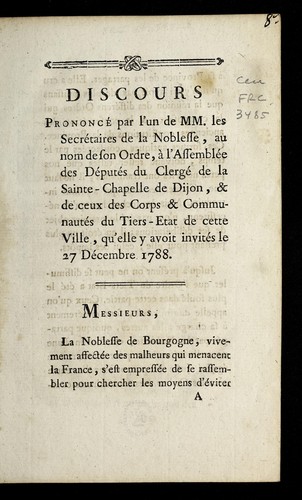 Cover for Discours