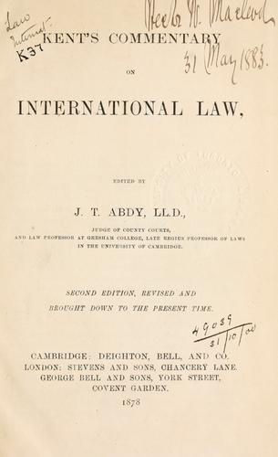 Cover for Commentary on international law