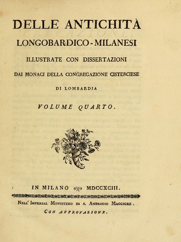 Cover for Delle antichità longobardico-milanesi