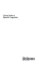 Cover for Current studies in Spanish linguistics
