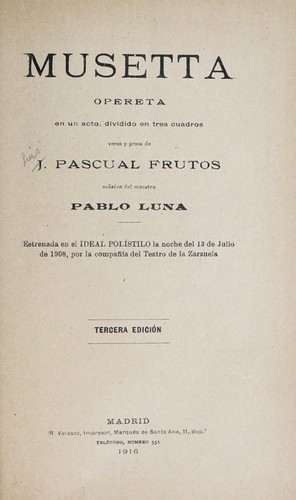 Cover for Musetta