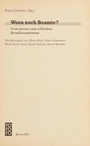 Cover for Wozu noch Beamte?