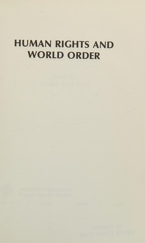 Cover for Human rights and world order
