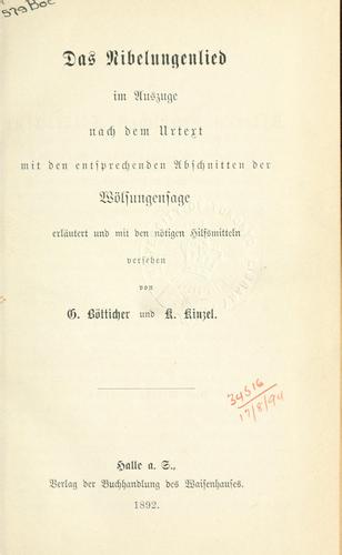 Cover for Das Nibelungenlied