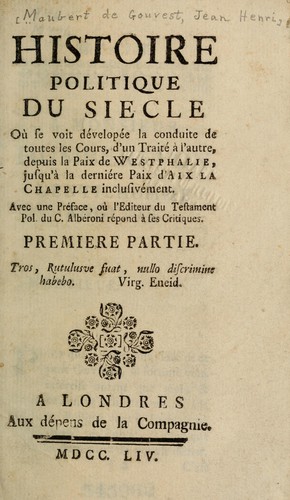 Cover for Histoire politique du siecle