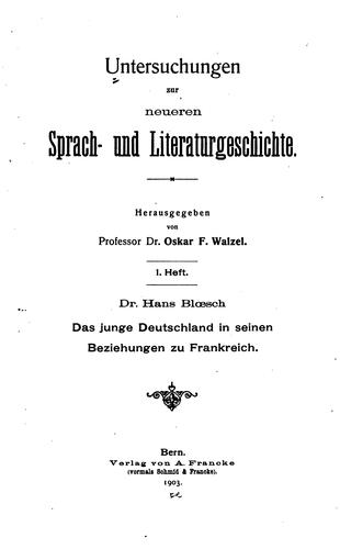 Cover for Das junge Deutschland in seinen Beziehungen zu Frankreich