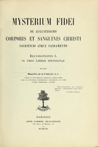 Cover for Mysterium fidei de augustissimo corporis et sanguinis Christi sacrificio atque sacramento