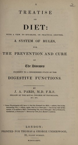 Cover for A treatise on diet