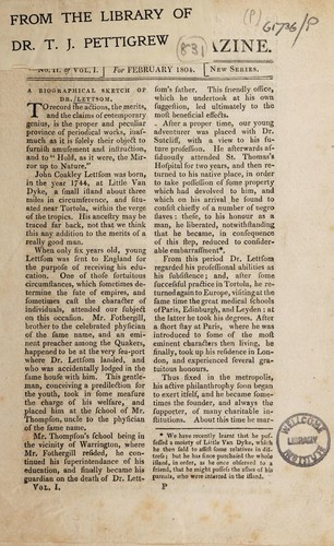 Cover for A biographical sketch of Dr. Lettsom