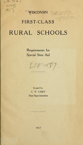 Cover for Wisconsin first-class rural schools