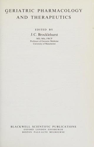 Cover for Geriatric Pharmacology and Therapeutics