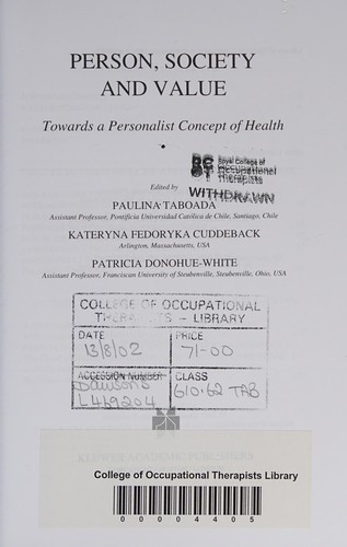 Cover for Person, society, and value