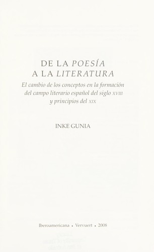 Cover for De la poesía a la literatura