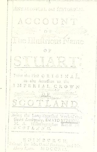Cover for A genealogical and historical account of the illustrious name of Stuart