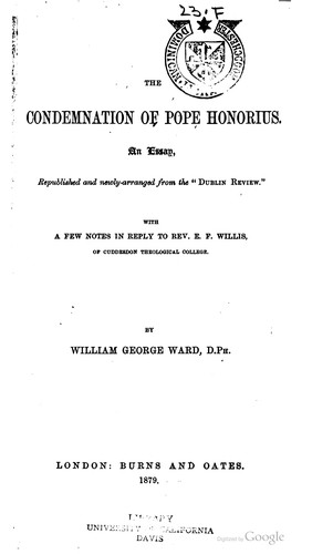 Cover for The Condemnation Of Pope Honorius