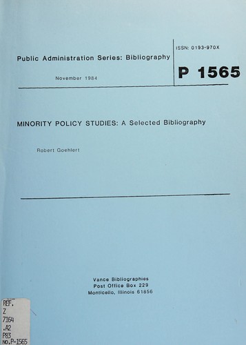 Cover for Minority policy studies