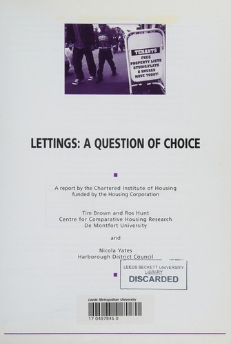 Cover for Lettings