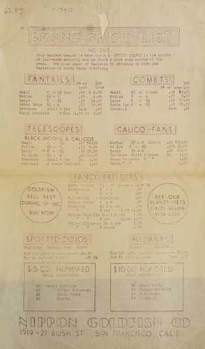 Cover for Spring price list, No. 262