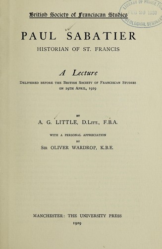 Cover for Paul Sabatier, historian of St. Francis