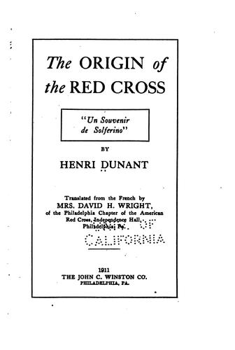Cover for The origin of the Red cross