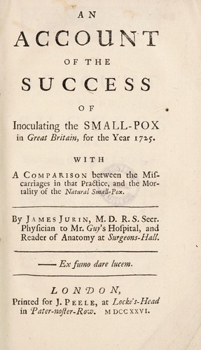 Cover for An account of the success of inoculating the small-pox in Great Britain, for the year 1725