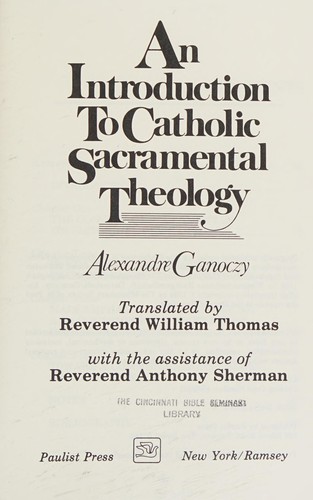 Cover for An Introduction to Catholic Sacramental Theology