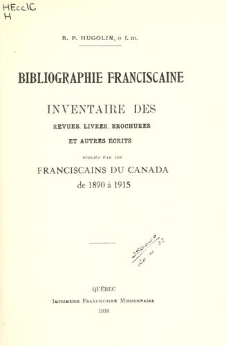 Cover for Bibliographie franciscaine