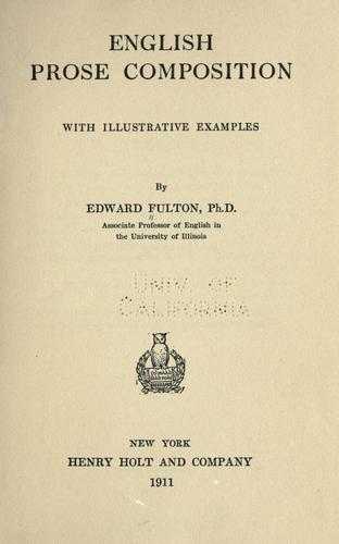 Cover for English prose composition