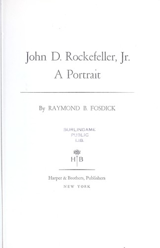 Cover for John D. Rockefeller, Jr., a portrait