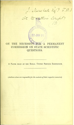 Cover for On the necessity for a permanent commission on state scientific questions